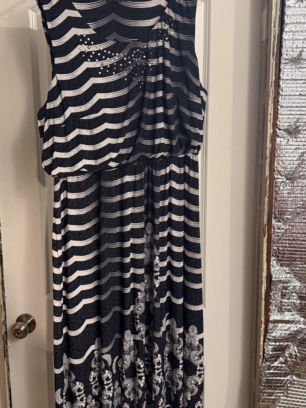 Women’s black and white striped sun dress
